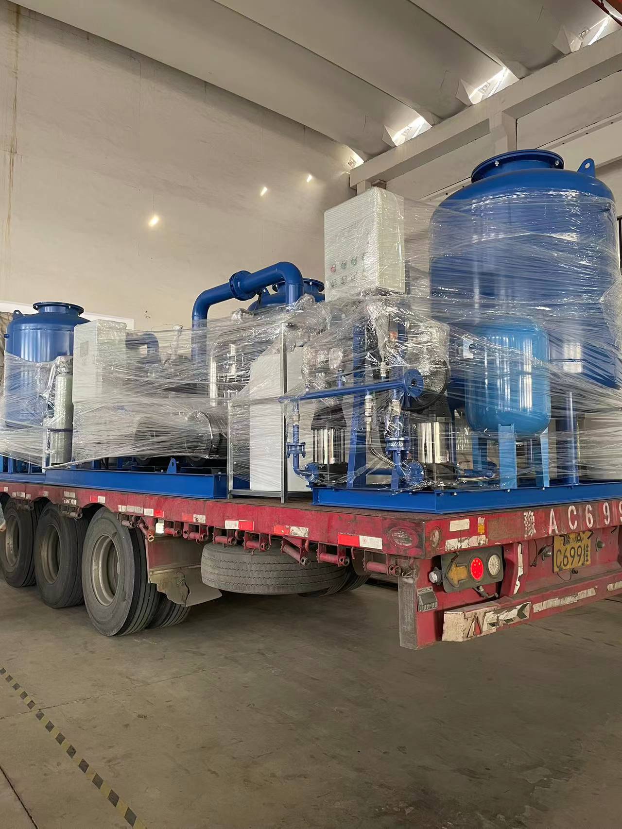 廣東廣州整車發貨板式換熱機組2套，集成水保機組3套，全自動加藥裝置1套，水箱水處理器1套，紫外線殺菌器1套